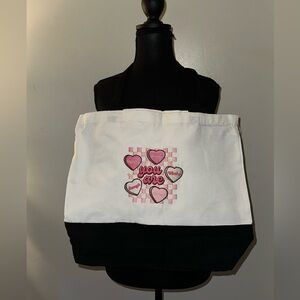 White and Pink Heart Tote Bag
